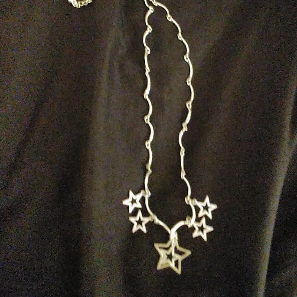 Woman's silver pink star necklace